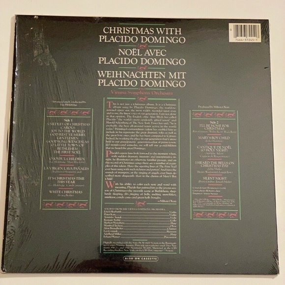 Christmas With Placido Domingo Vienna Symphony Orchestra LP CBS 37245 VG+ Insert - Picture 2 of 8